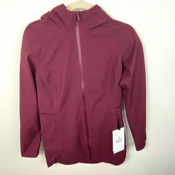 NWT Lululemon Glyde Along Softshell Rain Coat Burgundy Size 2 Waterproof‎ Jacket - Picture 13 of 14